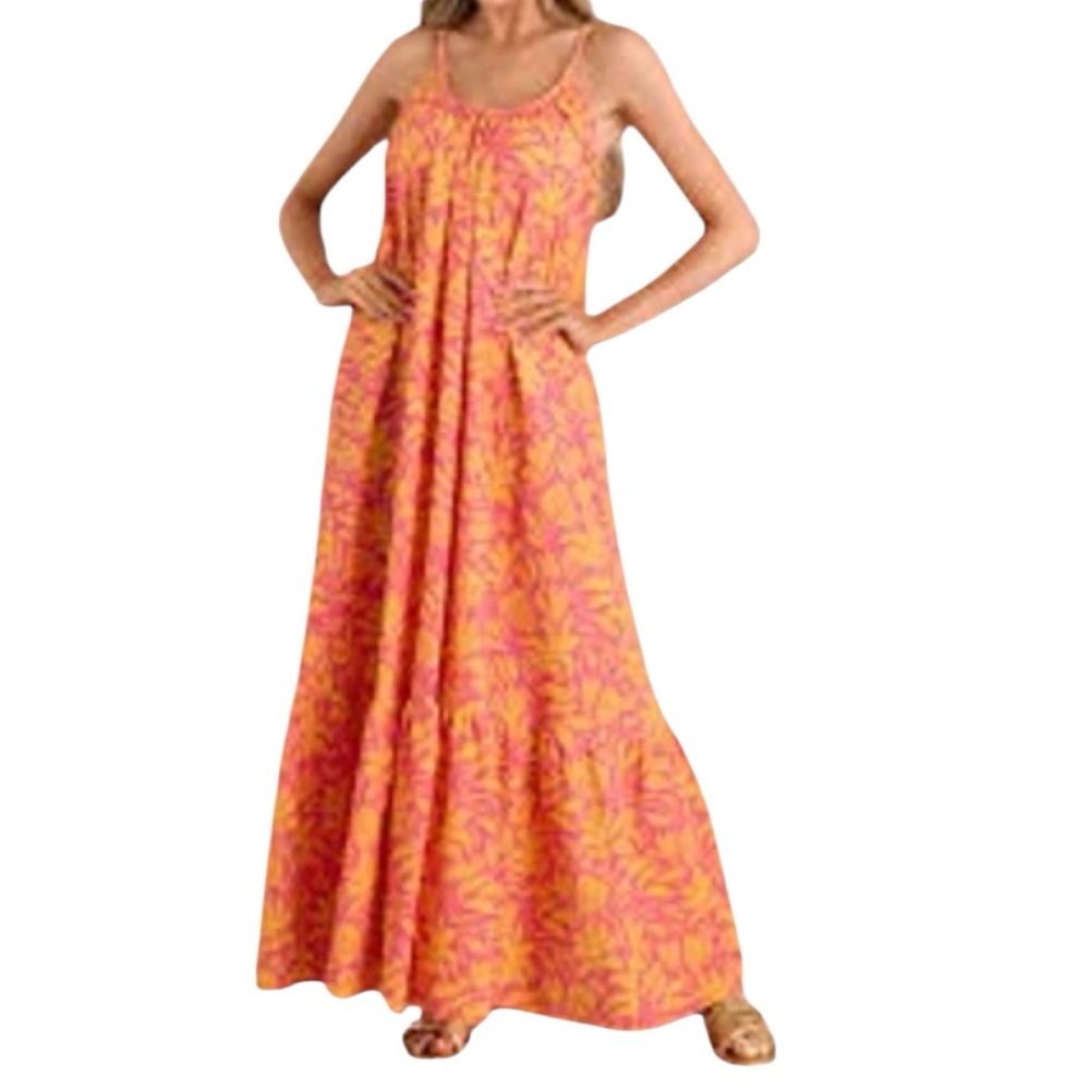 NWT Palms Away by Red Dress Orange and Pink Floral Maxi Dress Size Medium